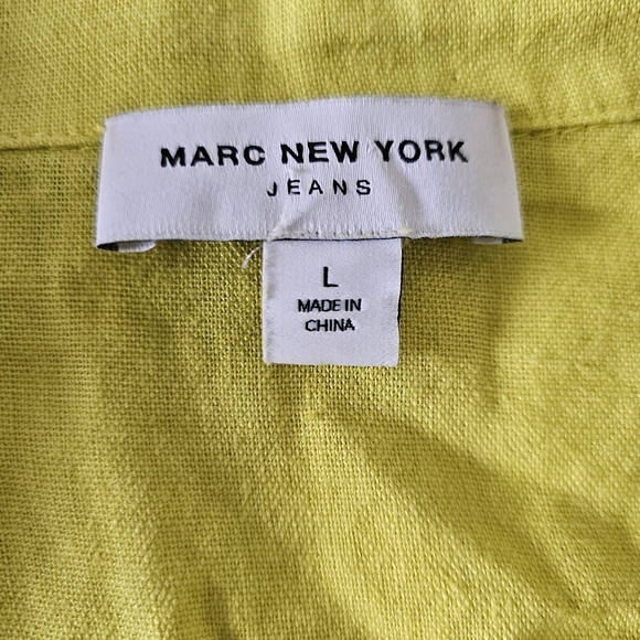 Marc New York Women's Linen blend top short sleeve Large lime green boxy travel - Picture 4 of 7